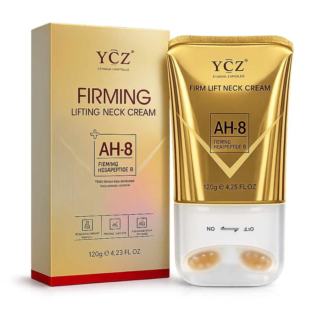 YCZ Firm Lift Neck Cream AH-8 com embalagem dourada